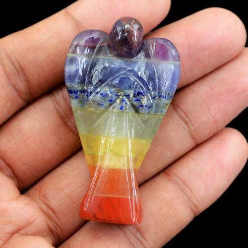 gemsmore:Genuine 7 Chakra Carved Angel Healing Gemstone gemsmore:Genuine 7 Chakra Carved Angel Healing Gemstone