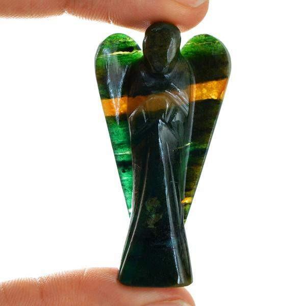 gemsmore:Genuine 98.35 Cts Carved Healing Angel Green Jade Gemstone gemsmore:Genuine 98.35 Cts Carved Healing Angel Green Jade Gemstone