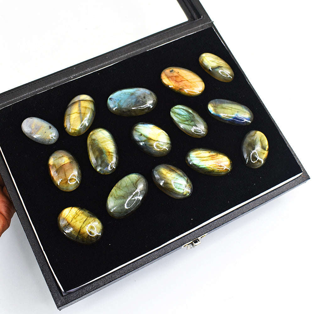gemsmore:Genuine Amazing Flash Labradorite Cabochon Lot gemsmore:Genuine Amazing Flash Labradorite Cabochon Lot