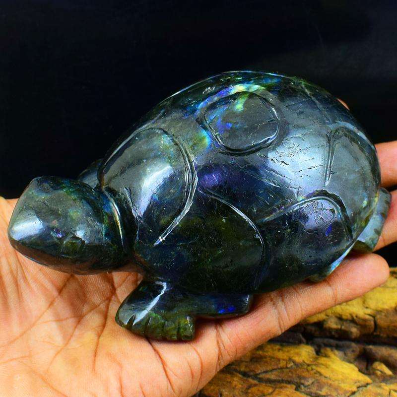 gemsmore:Genuine Amazing Flash Labradorite Carved Turtle gemsmore:Genuine Amazing Flash Labradorite Carved Turtle