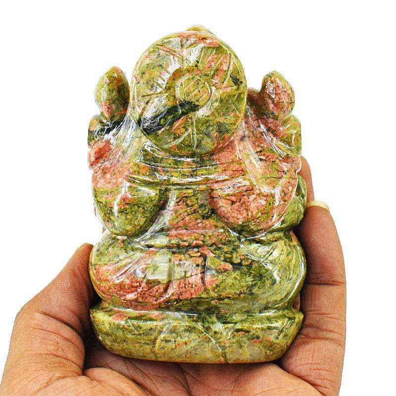 gemsmore:Genuine Blood Green Unakite Hand Carved Genuine Crystal Gemstone Carving Lord Ganesha gemsmore:Genuine Blood Green Unakite Hand Carved Genuine Crystal Gemstone Carving Lord Ganesha