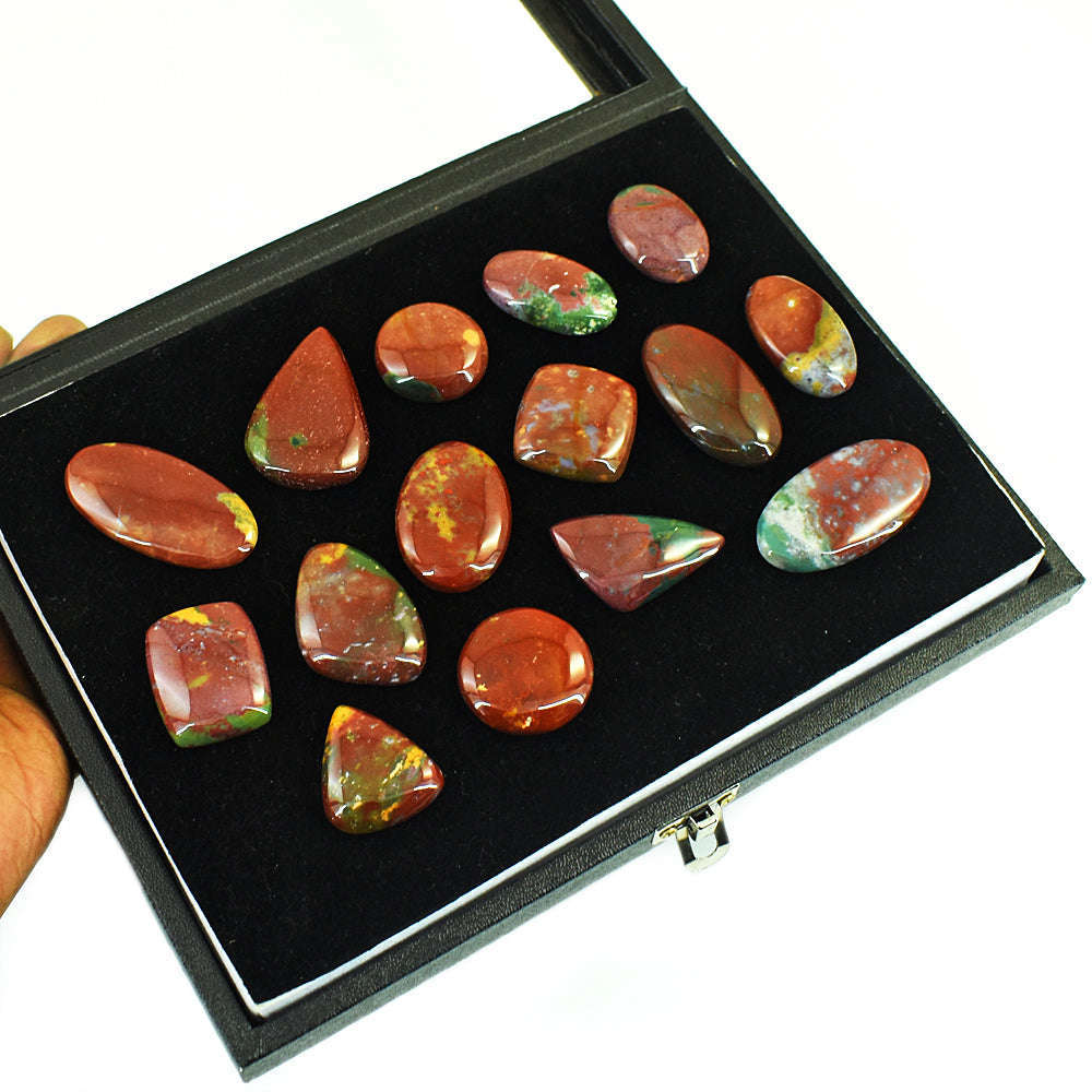 gemsmore:Genuine Bloodstone Untreated Gemstone Cabochon Lot gemsmore:Genuine Bloodstone Untreated Gemstone Cabochon Lot