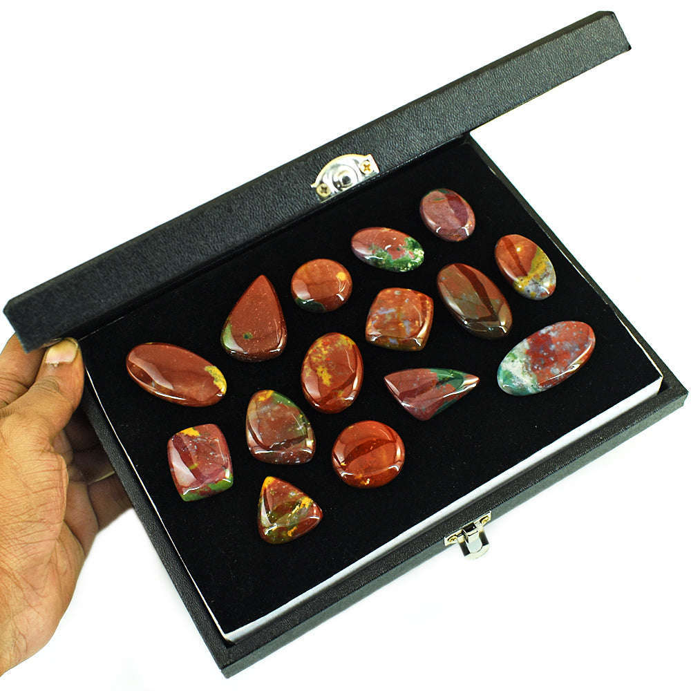 gemsmore:Genuine Bloodstone Untreated Gemstone Cabochon Lot gemsmore:Genuine Bloodstone Untreated Gemstone Cabochon Lot