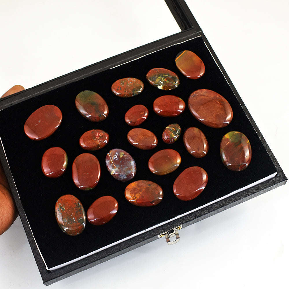 gemsmore:Genuine Bloodstone Untreated Gemstone Cabochon Lot gemsmore:Genuine Bloodstone Untreated Gemstone Cabochon Lot