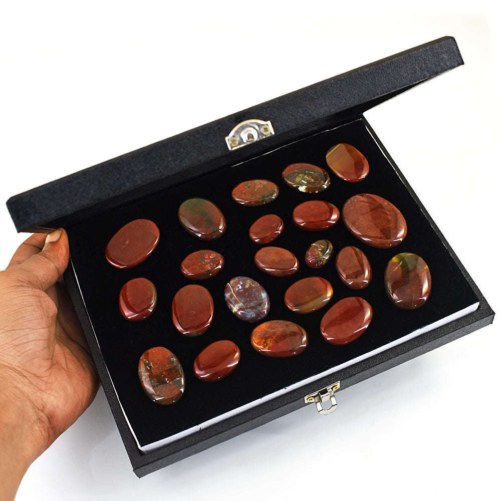 gemsmore:Genuine Bloodstone Untreated Gemstone Cabochon Lot gemsmore:Genuine Bloodstone Untreated Gemstone Cabochon Lot