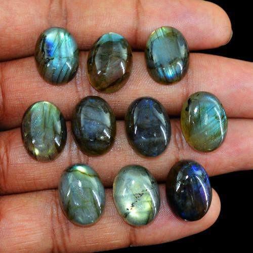 gemsmore:Genuine Blue Labradorite Oval Shaped Gemstone Lot gemsmore:Genuine Blue Labradorite Oval Shaped Gemstone Lot