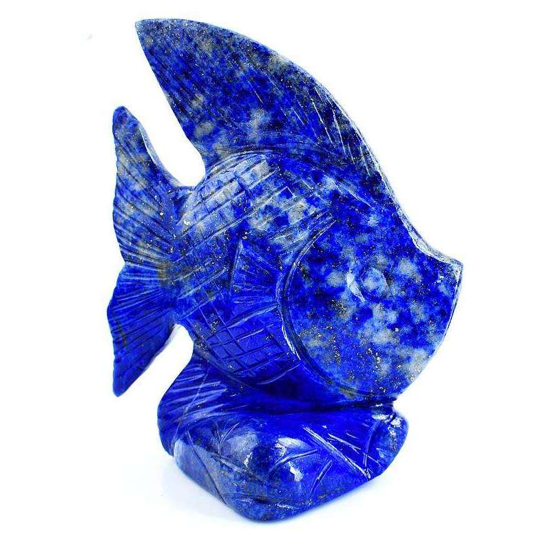 gemsmore:Genuine Blue Lapis Lazuli Hand Carved Fish gemsmore:Genuine Blue Lapis Lazuli Hand Carved Fish