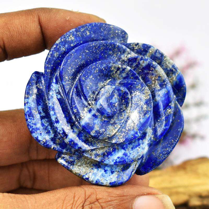 gemsmore:Genuine Blue Lapis Lazuli Hand Carved Rose gemsmore:Genuine Blue Lapis Lazuli Hand Carved Rose