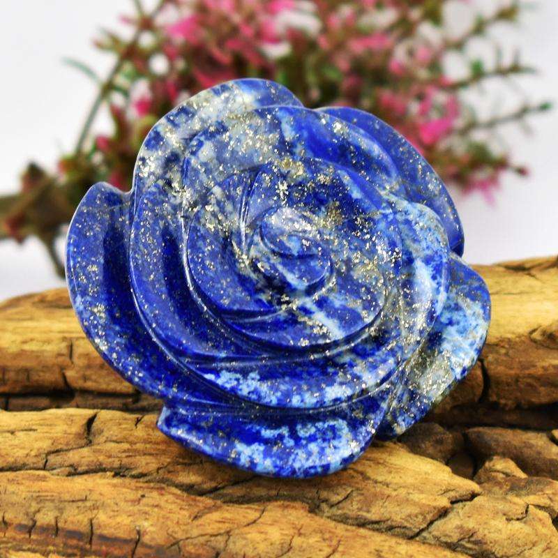 gemsmore:Genuine Blue Lapis Lazuli Hand Carved Rose gemsmore:Genuine Blue Lapis Lazuli Hand Carved Rose