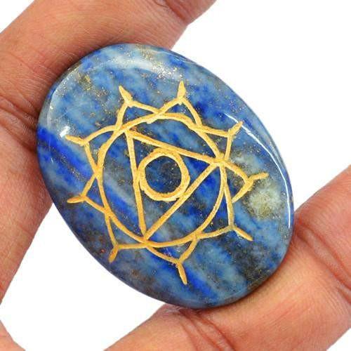 gemsmore:Genuine Blue Lapis Lazuli Oval Shaped Gemstone gemsmore:Genuine Blue Lapis Lazuli Oval Shaped Gemstone