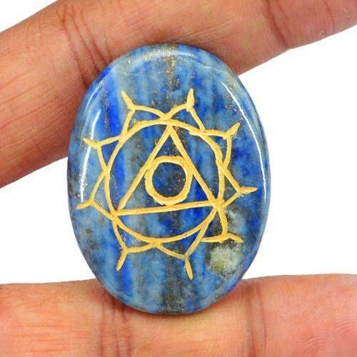 gemsmore:Genuine Blue Lapis Lazuli Oval Shaped Gemstone gemsmore:Genuine Blue Lapis Lazuli Oval Shaped Gemstone