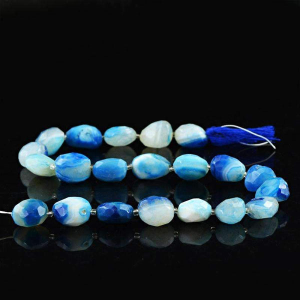gemsmore:Genuine Blue Onyx Beads Strand Natural Faceted Drilled