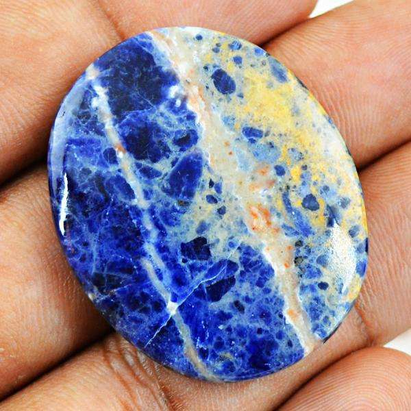 gemsmore:Genuine Blue Sodalite Oval Shape Untreated Loose Gemstone