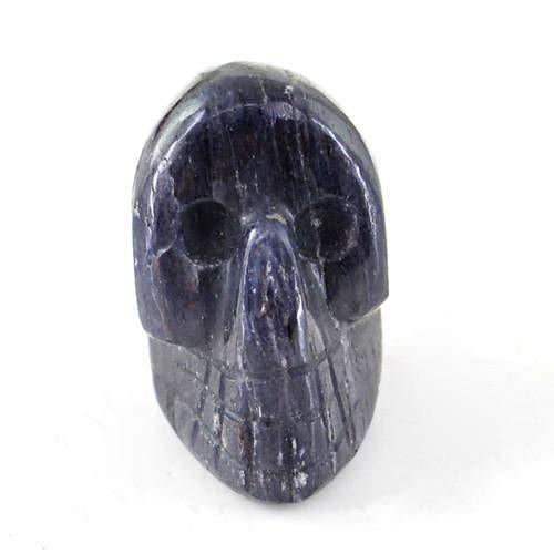 gemsmore:Genuine Blue Tanzanite Carved Skull Gemstone gemsmore:Genuine Blue Tanzanite Carved Skull Gemstone