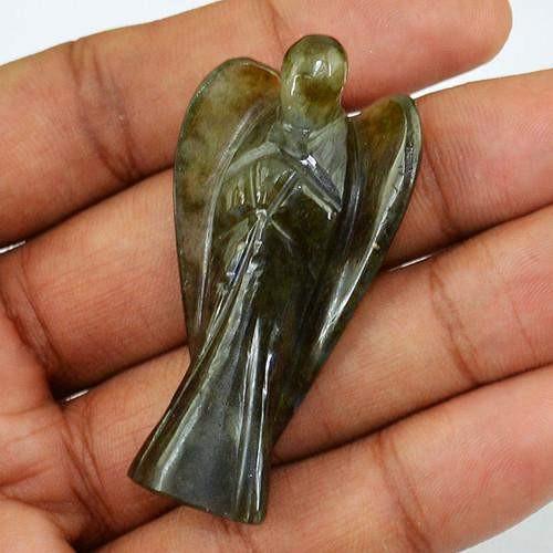 gemsmore:Genuine Carved Angel Labradorite Gemstone gemsmore:Genuine Carved Angel Labradorite Gemstone