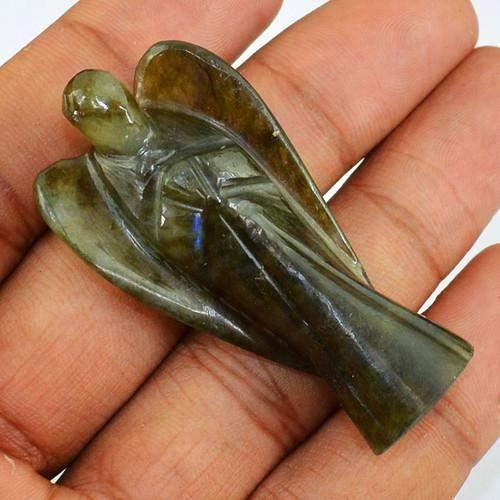 gemsmore:Genuine Carved Angel Labradorite Gemstone gemsmore:Genuine Carved Angel Labradorite Gemstone
