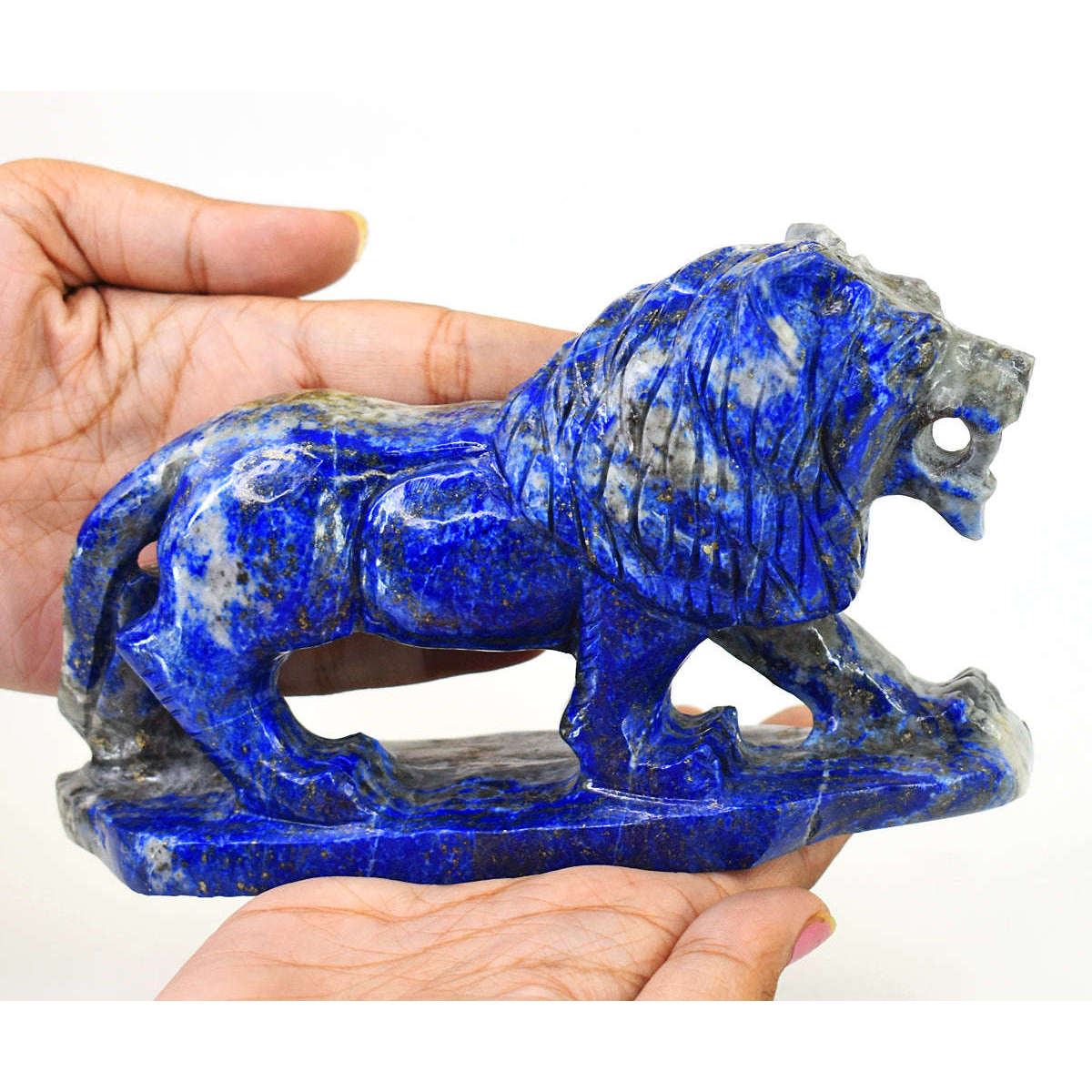 gemsmore:Genuine Denim Blue Lapis Lazuli  Hand Carved Genuine Crystal Gemstone Carving Lion gemsmore:Genuine Denim Blue Lapis Lazuli  Hand Carved Genuine Crystal Gemstone Carving Lion