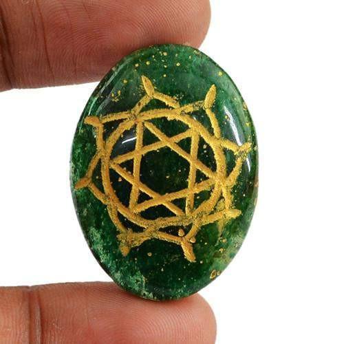 gemsmore:Genuine Designer Chakra Green Jade Gemstone gemsmore:Genuine Designer Chakra Green Jade Gemstone