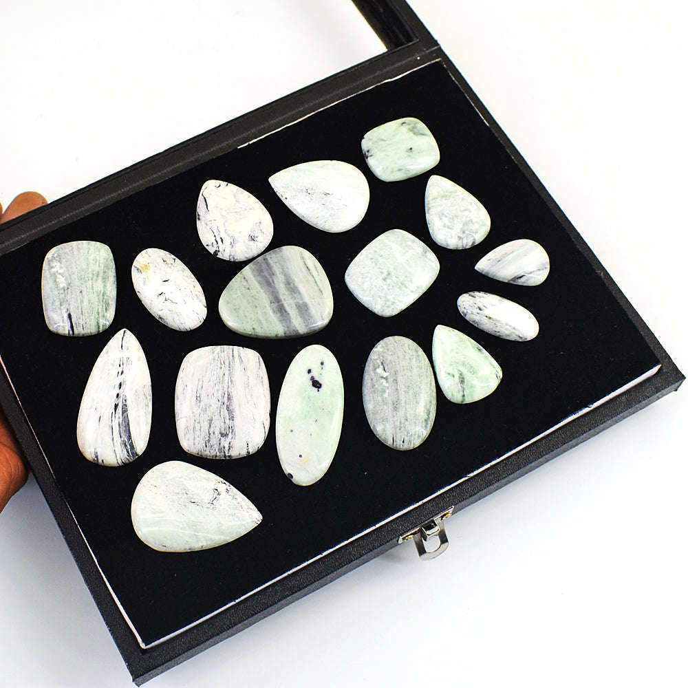 gemsmore:Genuine Forest Agate Untreated Gemstone Cabochon Lot gemsmore:Genuine Forest Agate Untreated Gemstone Cabochon Lot