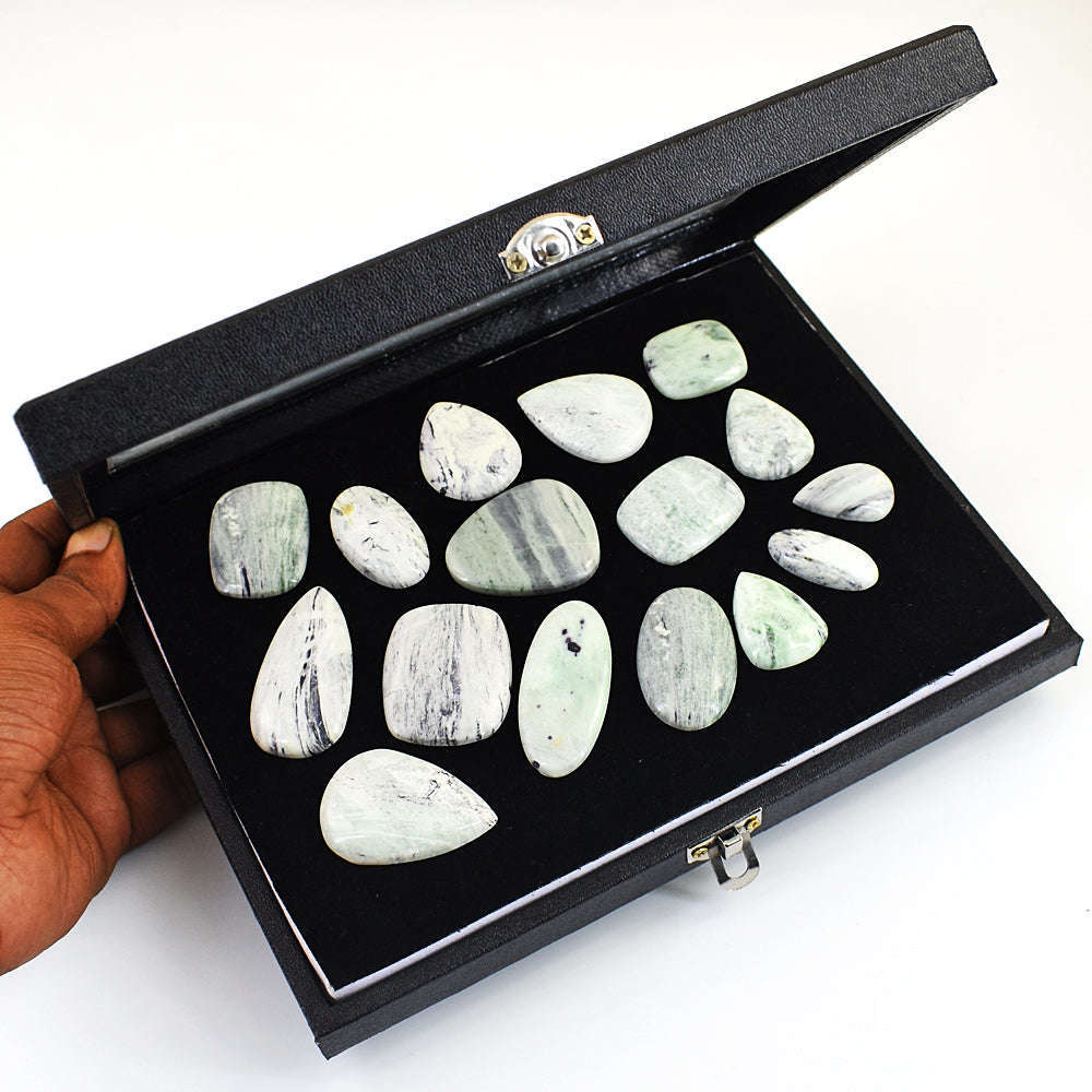 gemsmore:Genuine Forest Agate Untreated Gemstone Cabochon Lot gemsmore:Genuine Forest Agate Untreated Gemstone Cabochon Lot