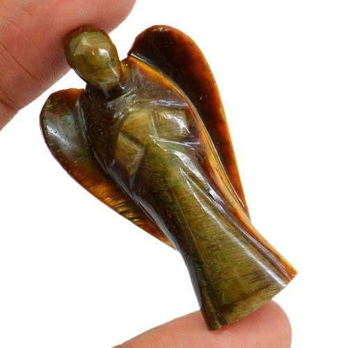gemsmore:Genuine Golden Tiger Eye Carved Healing Angel Gemstone gemsmore:Genuine Golden Tiger Eye Carved Healing Angel Gemstone