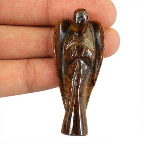 gemsmore:Genuine Golden Tiger Eye Carved Healing Angel Gemstone gemsmore:Genuine Golden Tiger Eye Carved Healing Angel Gemstone