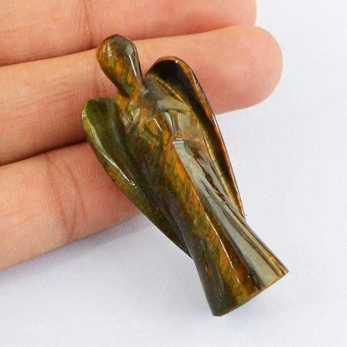 gemsmore:Genuine Golden Tiger Eye Carved Healing Angel Gemstone gemsmore:Genuine Golden Tiger Eye Carved Healing Angel Gemstone