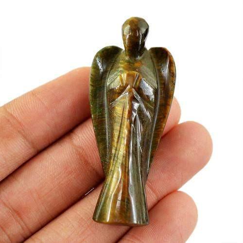gemsmore:Genuine Golden Tiger Eye Carved Healing Angel Gemstone gemsmore:Genuine Golden Tiger Eye Carved Healing Angel Gemstone