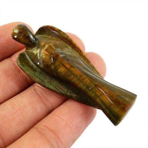 gemsmore:Genuine Golden Tiger Eye Carved Healing Angel Gemstone gemsmore:Genuine Golden Tiger Eye Carved Healing Angel Gemstone