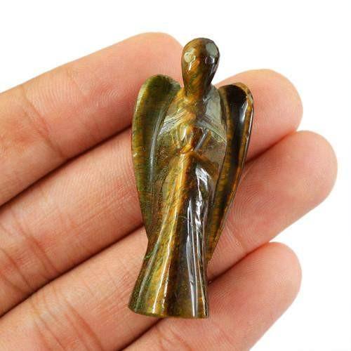 gemsmore:Genuine Golden Tiger Eye Carved Healing Angel Gemstone gemsmore:Genuine Golden Tiger Eye Carved Healing Angel Gemstone