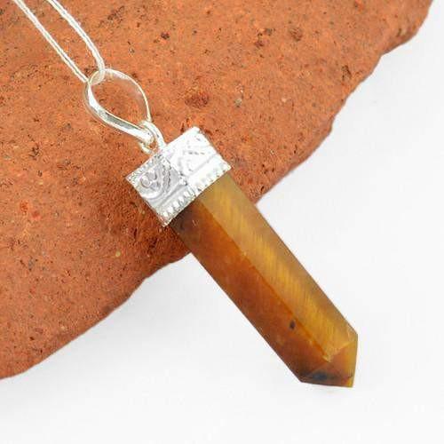 gemsmore:Genuine Golden Tiger Eye Healing Point Pendant gemsmore:Genuine Golden Tiger Eye Healing Point Pendant