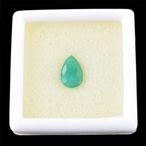 gemsmore:Genuine Green Emerald Pear Faceted Gemstone