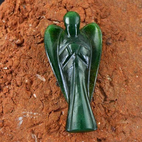gemsmore:Genuine Green Jade Carved Healing Angel Pendant gemsmore:Genuine Green Jade Carved Healing Angel Pendant