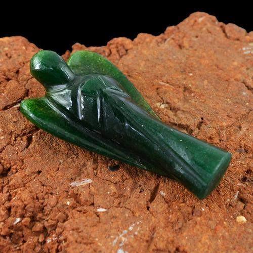 gemsmore:Genuine Green Jade Carved Healing Angel Pendant gemsmore:Genuine Green Jade Carved Healing Angel Pendant