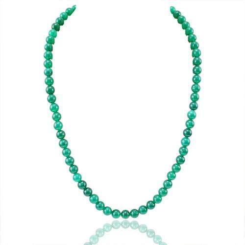 gemsmore:Genuine Green Jade Round Beads Necklace gemsmore:Genuine Green Jade Round Beads Necklace