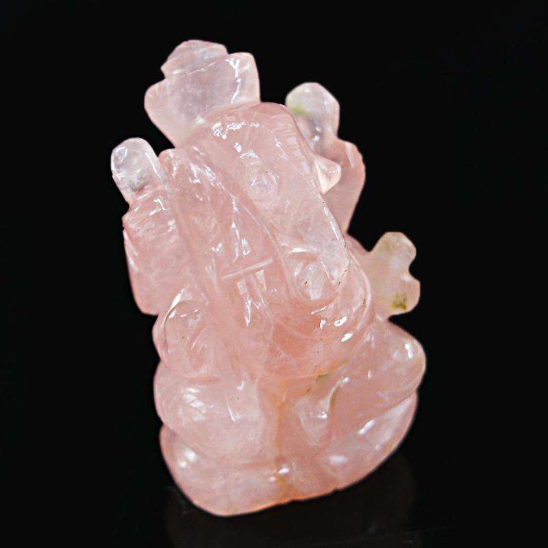gemsmore:Genuine Hand Carved Pink Rose Quartz Lord Ganesha Idol gemsmore:Genuine Hand Carved Pink Rose Quartz Lord Ganesha Idol