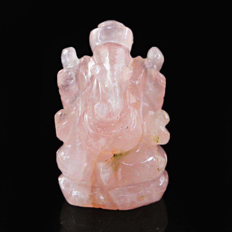 gemsmore:Genuine Hand Carved Pink Rose Quartz Lord Ganesha Idol gemsmore:Genuine Hand Carved Pink Rose Quartz Lord Ganesha Idol