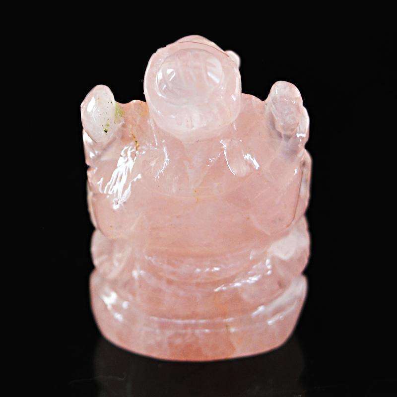 gemsmore:Genuine Hand Carved Pink Rose Quartz Lord Ganesha Idol gemsmore:Genuine Hand Carved Pink Rose Quartz Lord Ganesha Idol