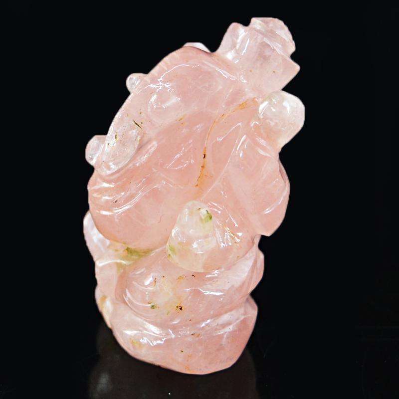 gemsmore:Genuine Hand Carved Pink Rose Quartz Lord Ganesha Idol gemsmore:Genuine Hand Carved Pink Rose Quartz Lord Ganesha Idol