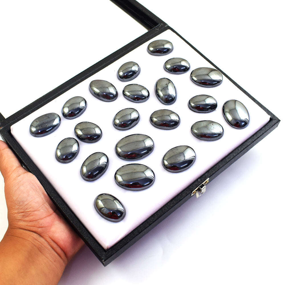 gemsmore:Genuine Hematite Untreated Gemstone Cabochon Lot gemsmore:Genuine Hematite Untreated Gemstone Cabochon Lot