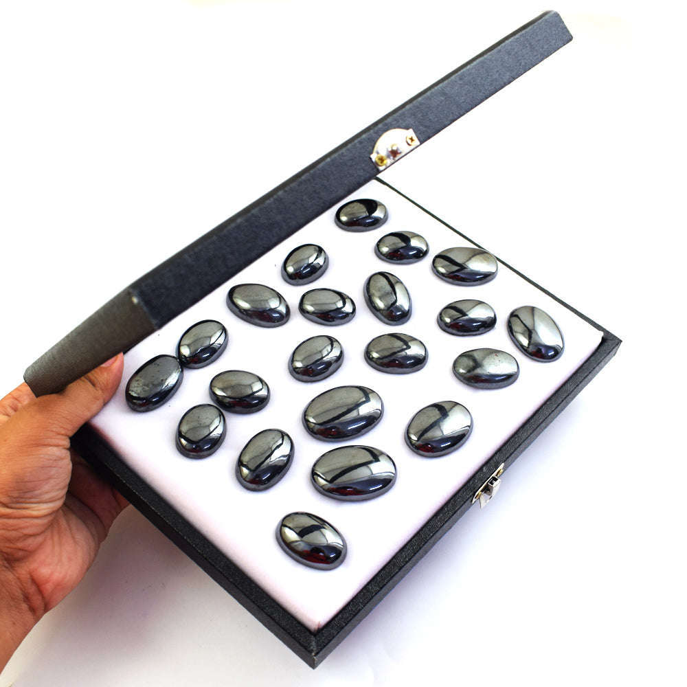 gemsmore:Genuine Hematite Untreated Gemstone Cabochon Lot gemsmore:Genuine Hematite Untreated Gemstone Cabochon Lot