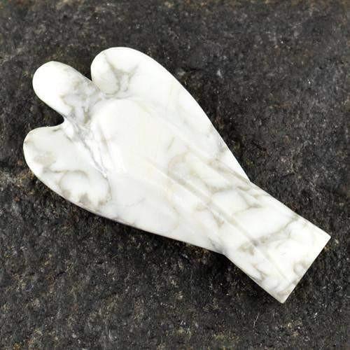 gemsmore:Genuine Howlite Carved Healing Angel Gemstone gemsmore:Genuine Howlite Carved Healing Angel Gemstone