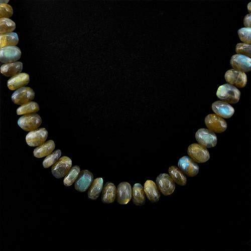 gemsmore:Genuine Labradorite AAA Untreated Beads Necklace gemsmore:Genuine Labradorite AAA Untreated Beads Necklace