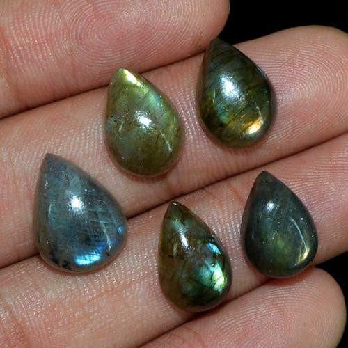 gemsmore:Genuine Labradorite Pear Shaped Gemstone Lot gemsmore:Genuine Labradorite Pear Shaped Gemstone Lot
