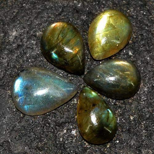 gemsmore:Genuine Labradorite Pear Shaped Gemstone Lot gemsmore:Genuine Labradorite Pear Shaped Gemstone Lot