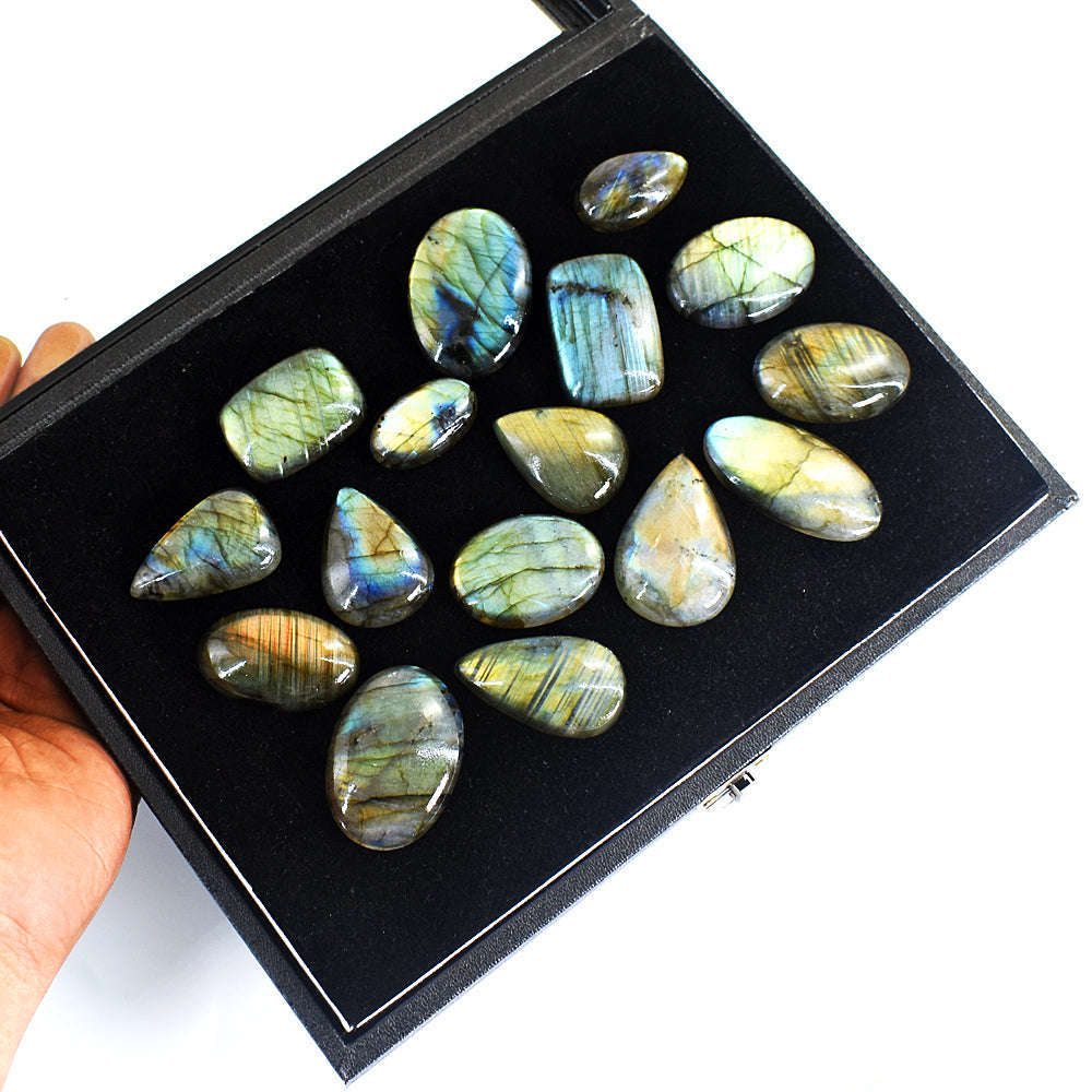 gemsmore:Genuine Labradorite Untreated Gemstone Cabochon Lot gemsmore:Genuine Labradorite Untreated Gemstone Cabochon Lot