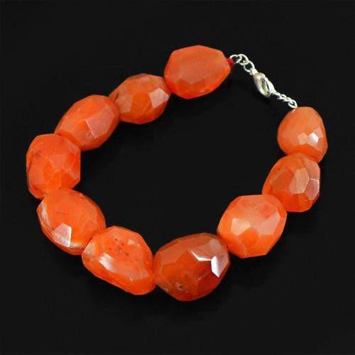 gemsmore:Genuine Orange Carnelian Faceted Beads Bracelet gemsmore:Genuine Orange Carnelian Faceted Beads Bracelet