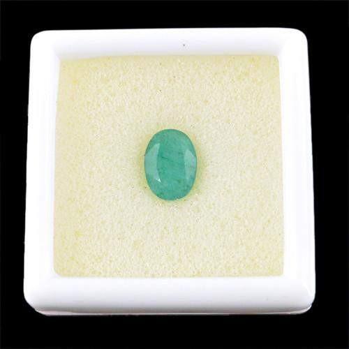 gemsmore:Genuine Oval Faceted Green Emerald Gemstone gemsmore:Genuine Oval Faceted Green Emerald Gemstone