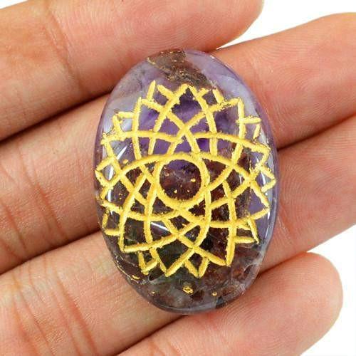 gemsmore:Genuine Oval Shaped Chakra Purple Amethyst Gemstone gemsmore:Genuine Oval Shaped Chakra Purple Amethyst Gemstone