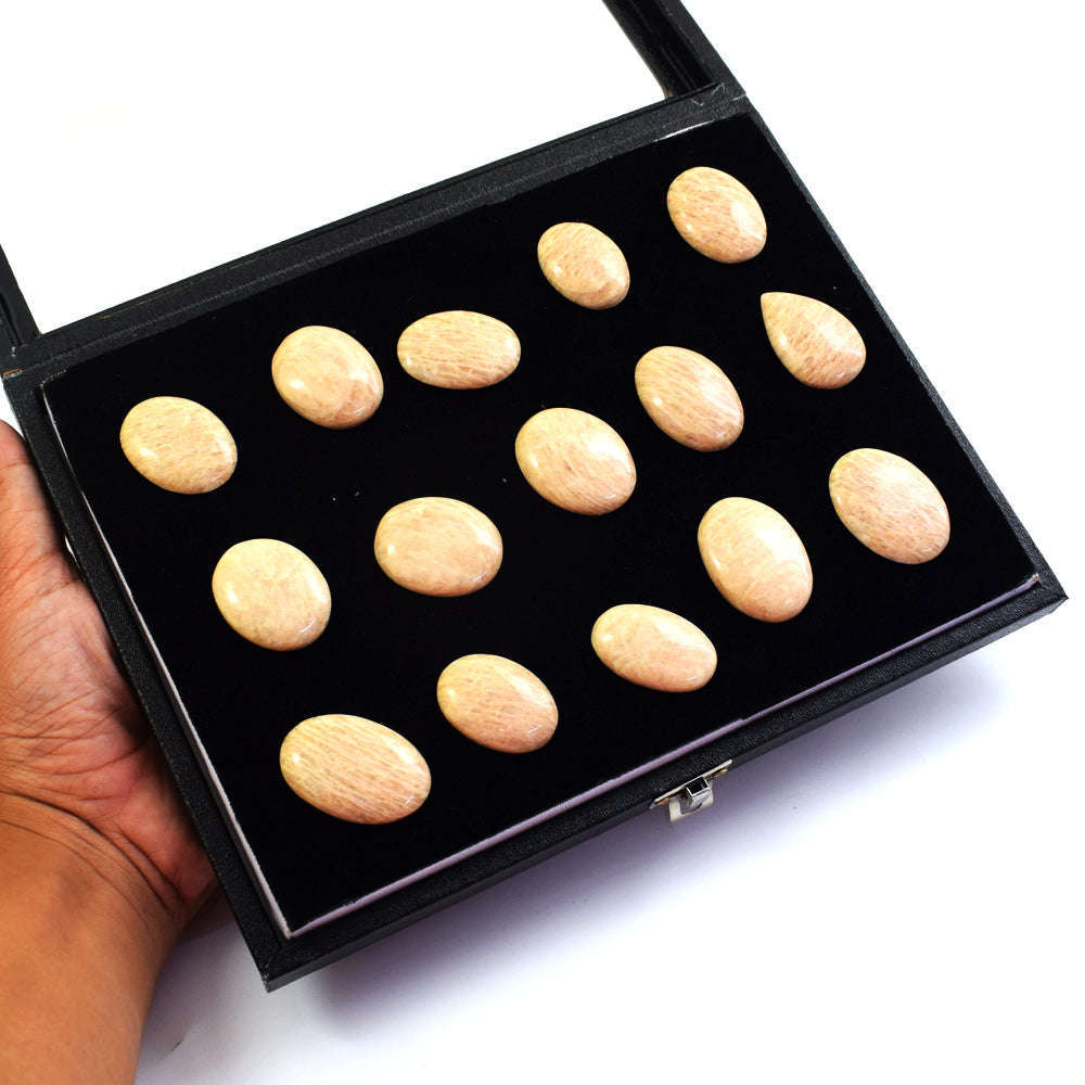 gemsmore:Genuine Peach Moonstone  Untreated Gemstone Cabochon Lot gemsmore:Genuine Peach Moonstone  Untreated Gemstone Cabochon Lot